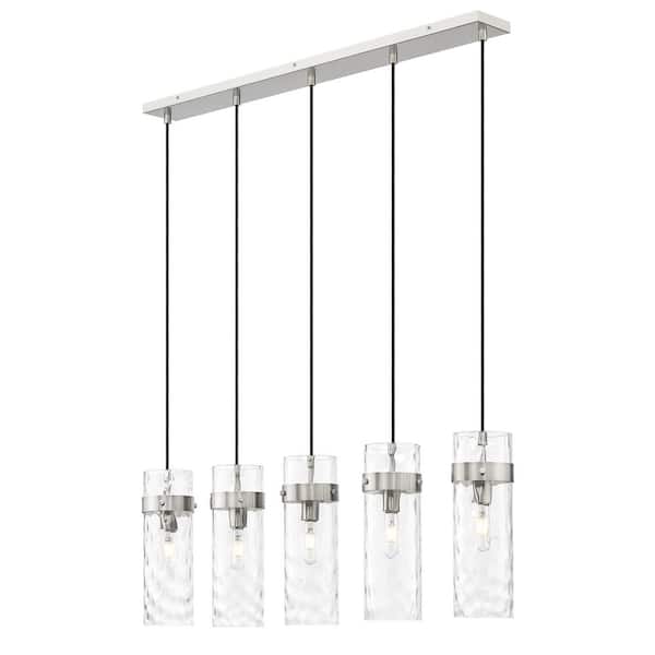 Unbranded Fontaine 5 Light Brushed Nickel Linear Chandelier for Indoor Use with No Bulbs Included