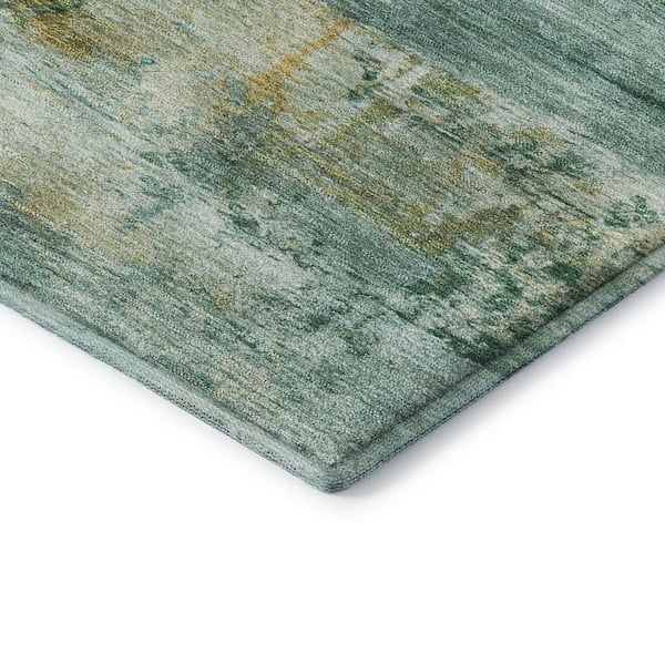 Mayfield Premium Machine Washable Abstract AMF2146 Green 3 ft. x 4 ft. Area Rug