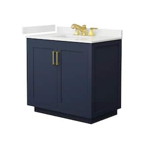 Miranda 36 in. W x 22 in. D x 33.75 in. H Single Bath Vanity in Dark Blue with White Quartz Top