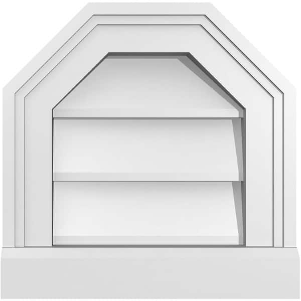 Ekena Millwork 12 in. x 12 in. Octagonal Top Surface Mount PVC Gable Vent: Decorative with Brickmould Sill Frame