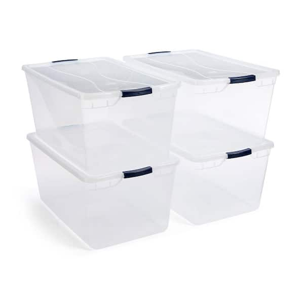 Rubbermaid Cleverstore 95-Qt. Latching Plastic Storage Container and Lid in  Clear RMCC950004-4pack - The Home Depot