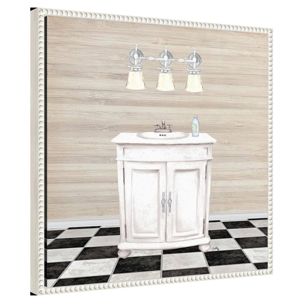 Elizabeth Medley White Canvas Bathroom Quote Art with Floater Frame