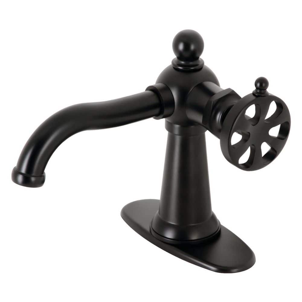 Belknap Single-Handle Single Hole Bathroom Faucet with Push Pop-Up and Deck Plate in Matte Black price history on PriceWatchPro