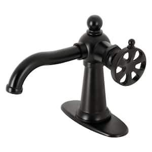 Belknap Single-Handle Single Hole Bathroom Faucet with Push Pop-Up and Deck Plate in Matte Black
