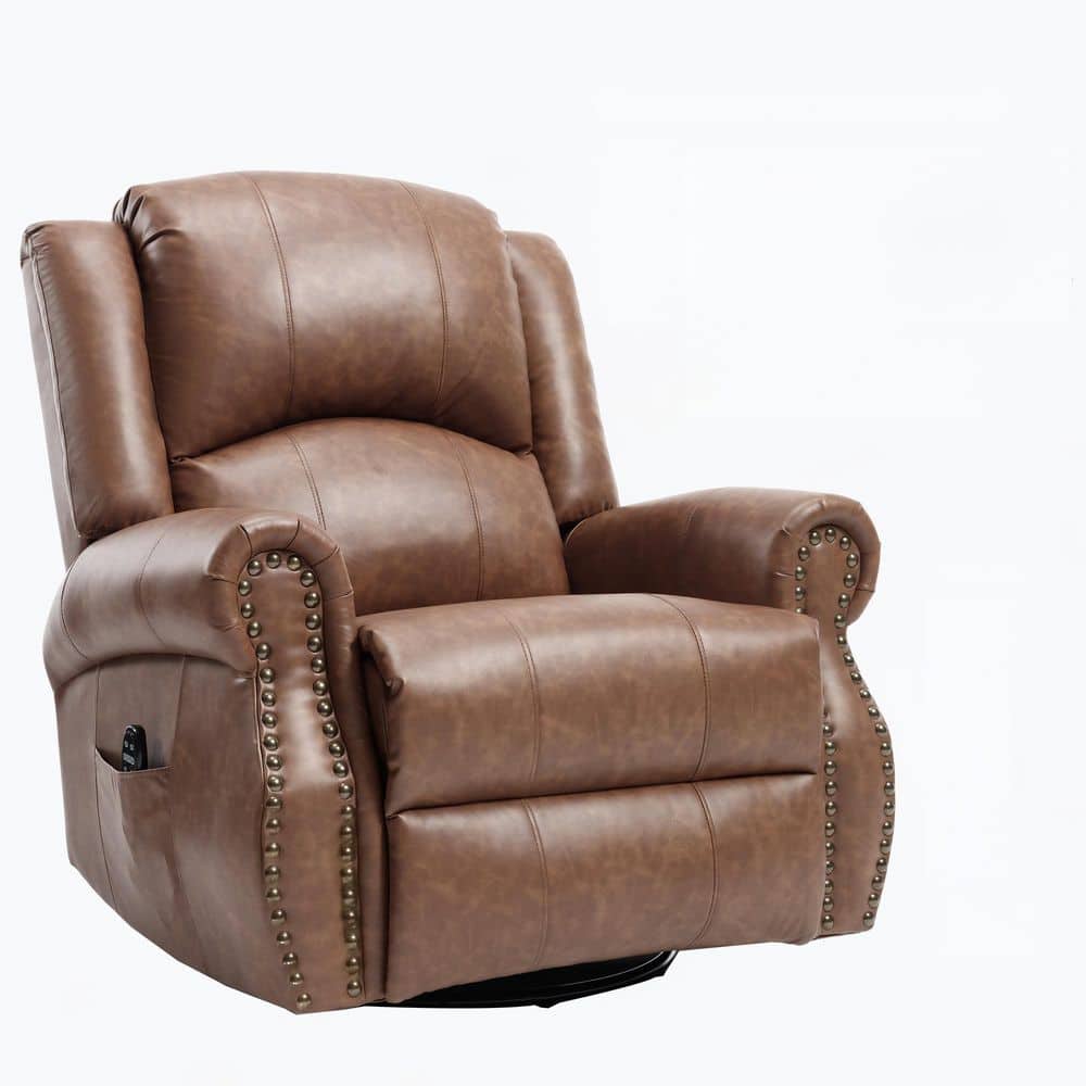 Yellow Brown Faux Leather Swivel Rocker Manual Recliner with Heat and Massage price history on PriceWatchPro