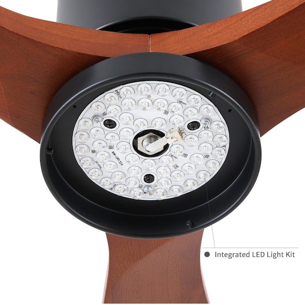 YUHAO 52 in. Indoor Flush Mount Integrated LED Ceiling Fan with 6