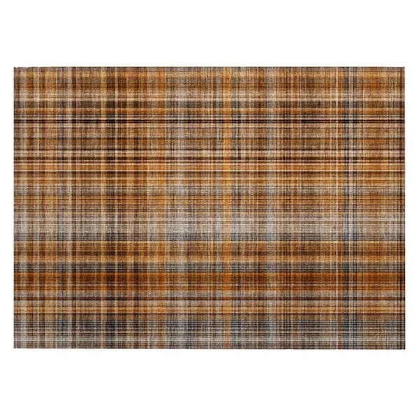 Terracotta 2 ft. x 3 ft. Woven Plaid Rectangle Indoor/Outdoor Area Rug