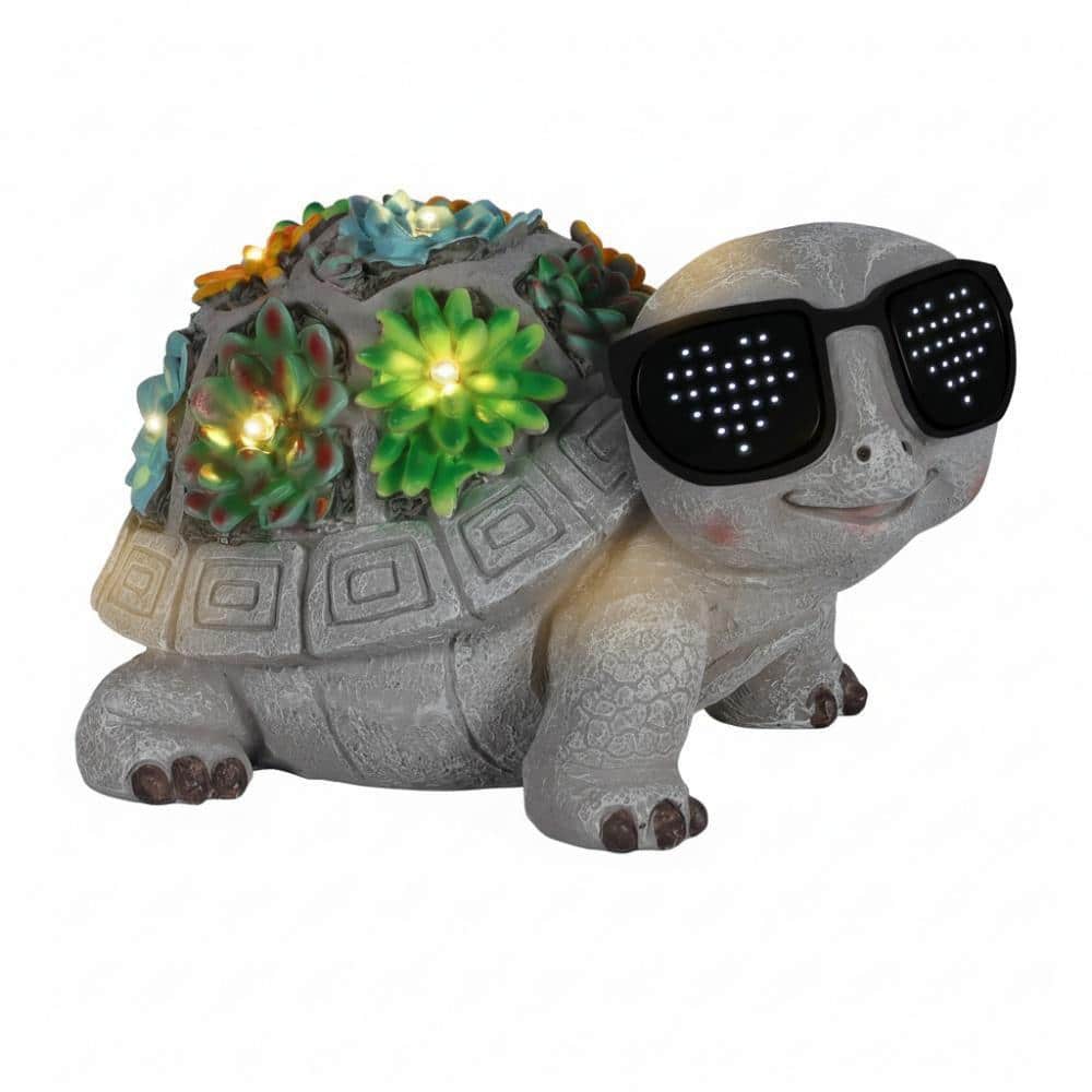 Solar Garden Statues Turtle with Succulent and LED Lights RT1204