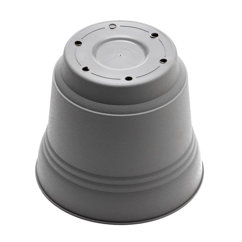 Charcoal Gray 14.5" Round Resin Planter with Saucer