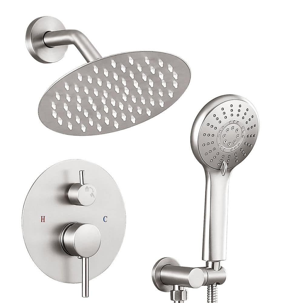 Single Handle 2-Spray Shower Faucet Bathroom Shower Combo Set 2.5 GPM with Adjustable Heads in Brushed Nickel price history on PriceWatchPro