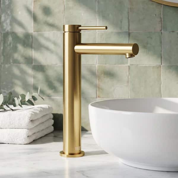 Jewel 11 in. Single Hole Single Handle Vessel Sink Faucet in Matte Brushed Gold
