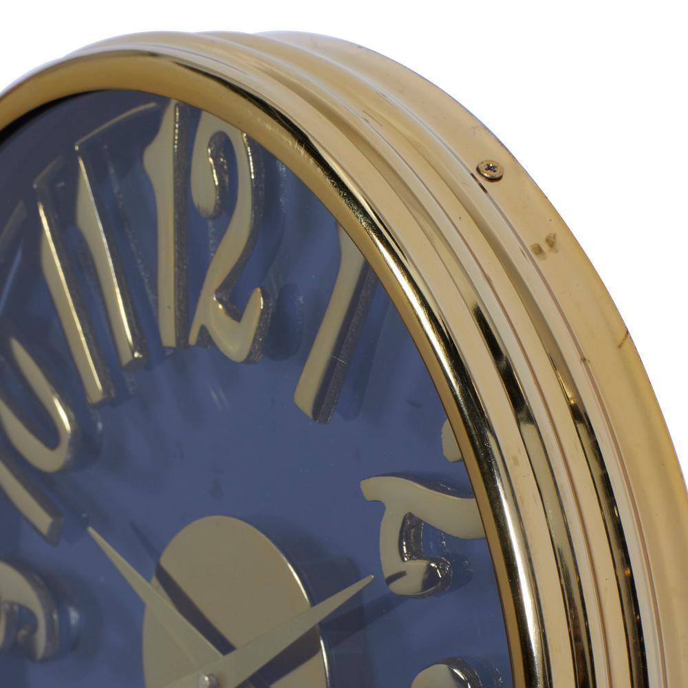12" Blue and Gold Aluminum Round Wall Clock