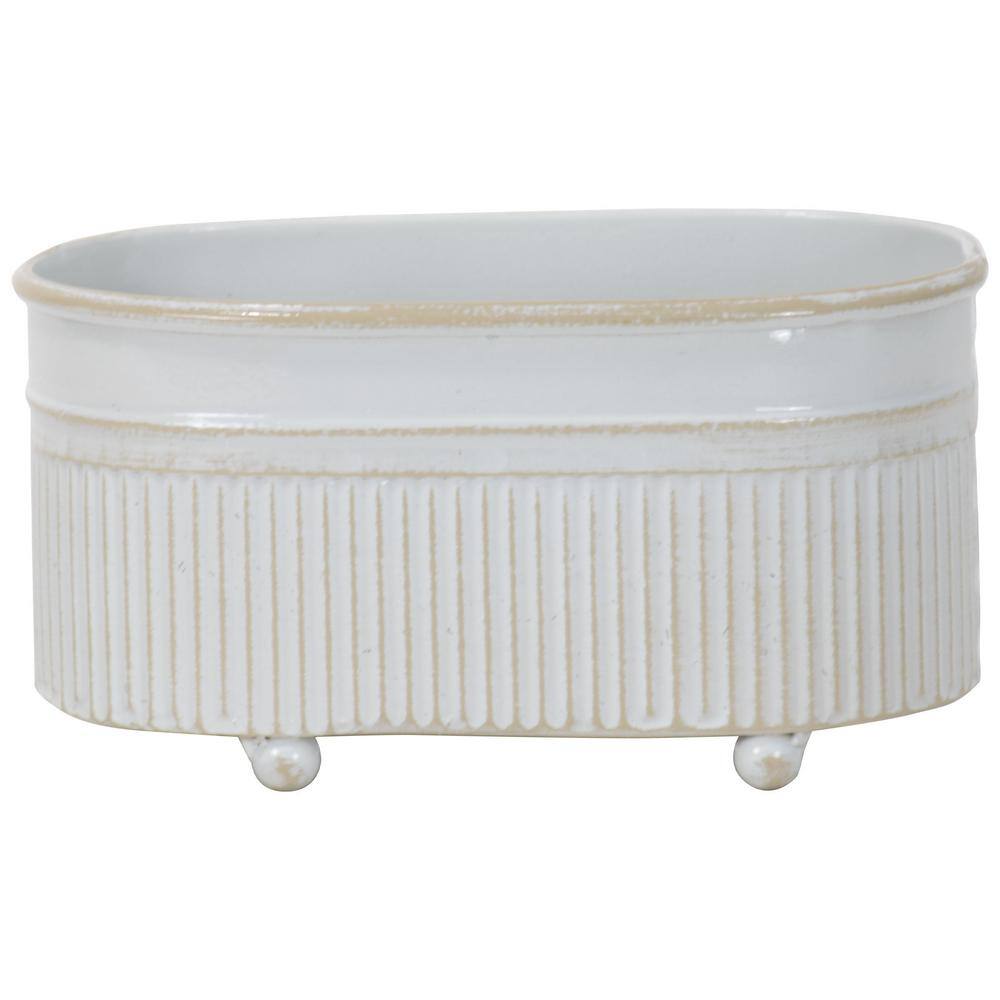 Foreside Home &amp; Garden Antique White Metal Trough Planter