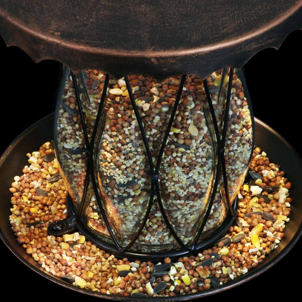 Solar Bronze Hanging Bird Feeder with Diamond Glass Pattern