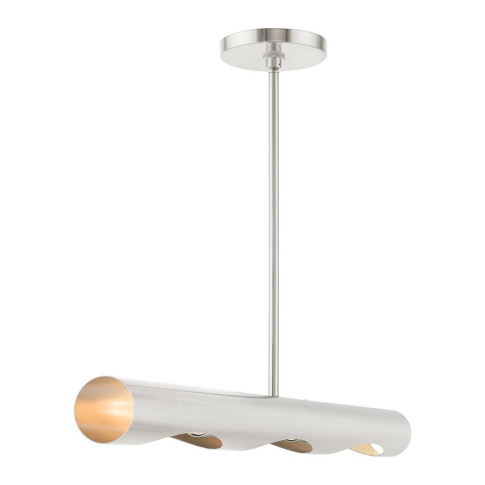 Novato Minimalist 3-Light Brushed Nickel Linear Chandelier