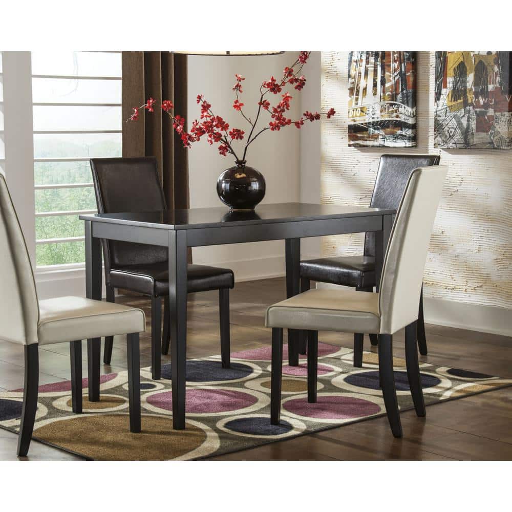 Dark Brown Rectangular Wood Dining Table for Four