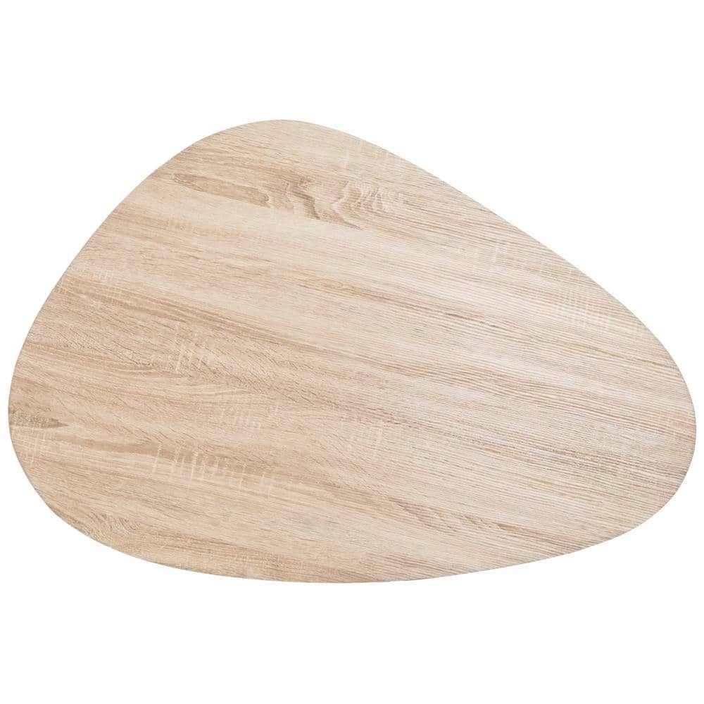 Transitional Triangular Light Beige Wood Coffee Table - 38"