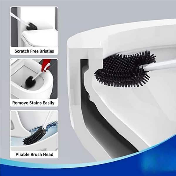 Wall Hanging Silicone Toilet Brush Toilet Bowl 2 Cleaning Brushes
