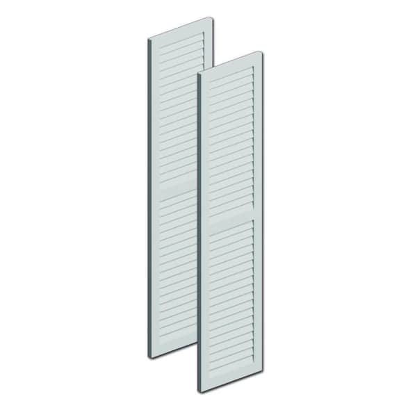 Fypon 36 in. x 12 in. x 1 in. Polyurethane Louvered Shutters with Center Rail Pair