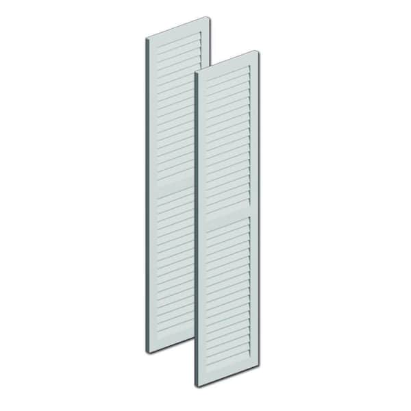 Fypon 54 in. x 16 in. x 1 in. Polyurethane Louvered Shutters with Center Rail Pair