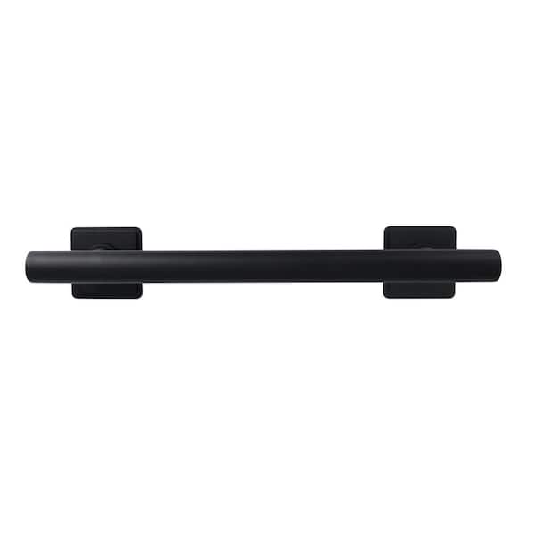 SEACHROME 24 in. Coronado Designer Straight Bathroom Shower Grab Bar with Decorative Square Flanges, Matte Black