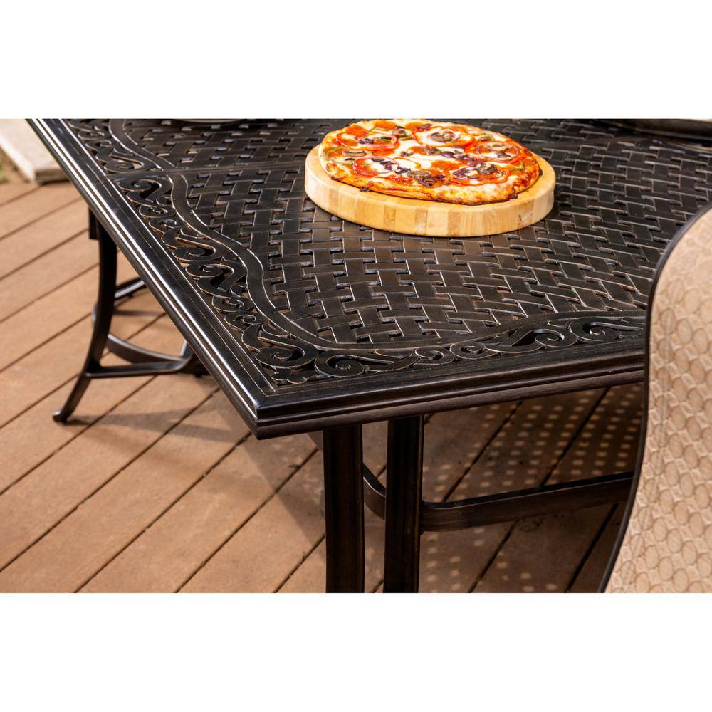 Coastal Cast Aluminum Outdoor Dining Set for 8 with Swivel Rockers