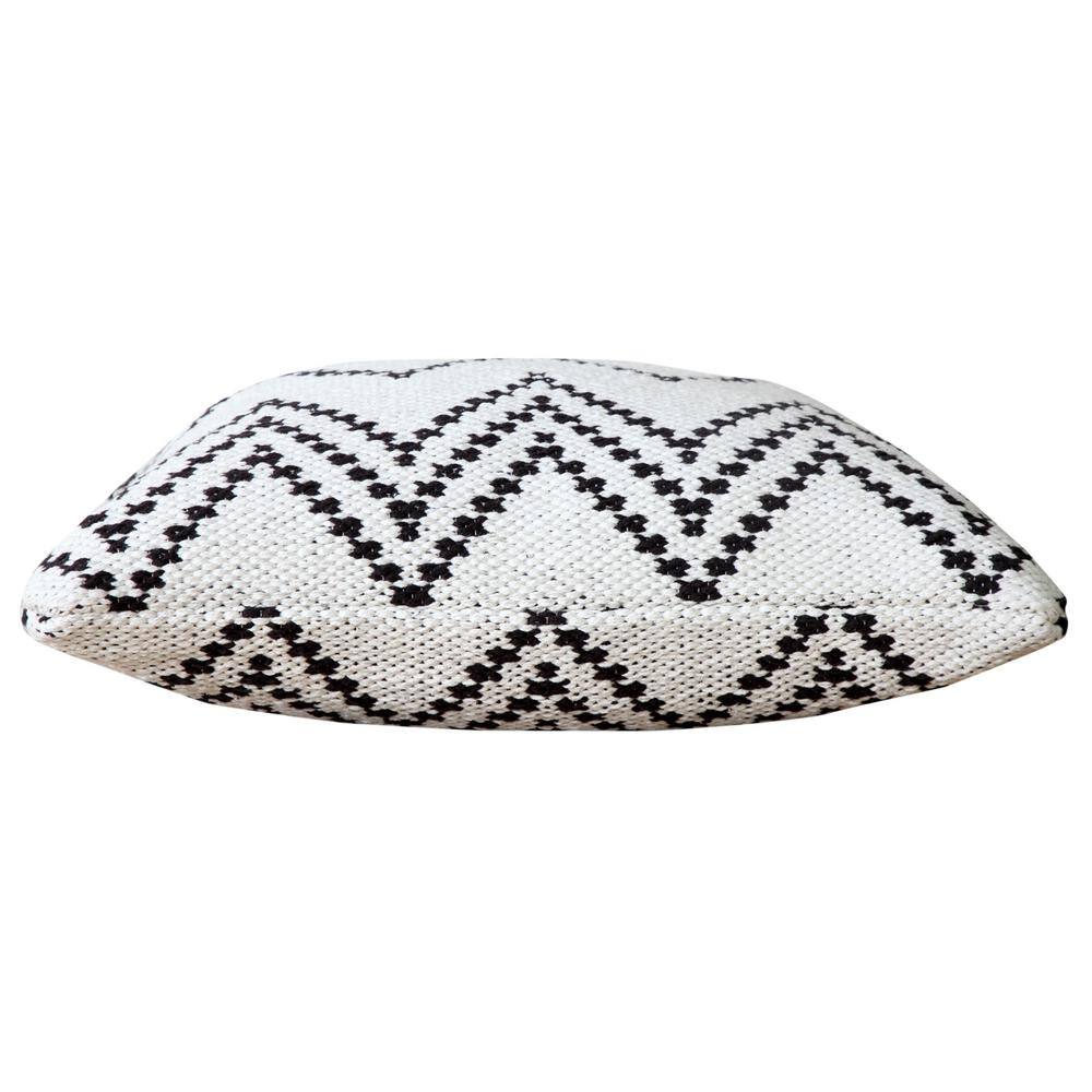 20" Square Black and White Cotton Chevron Throw Pillow