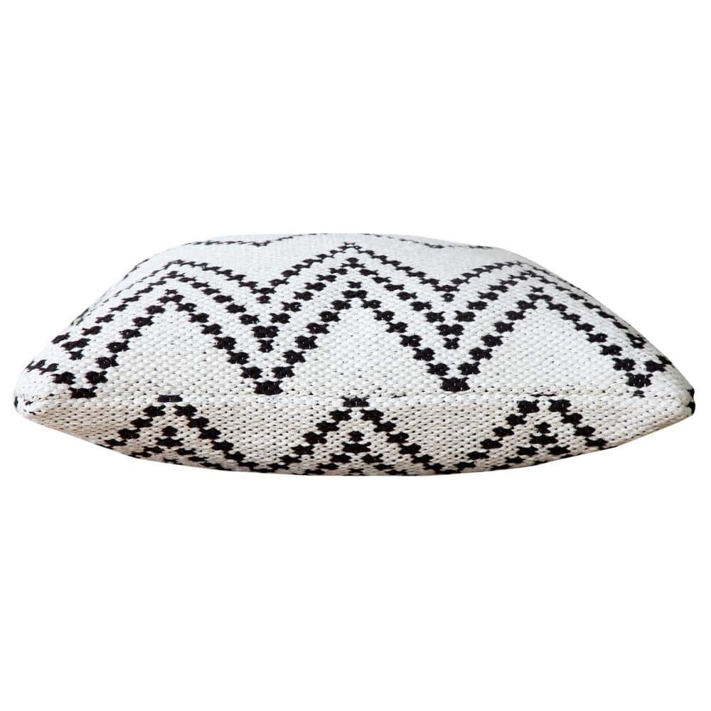 20" Square Black and White Cotton Chevron Throw Pillow