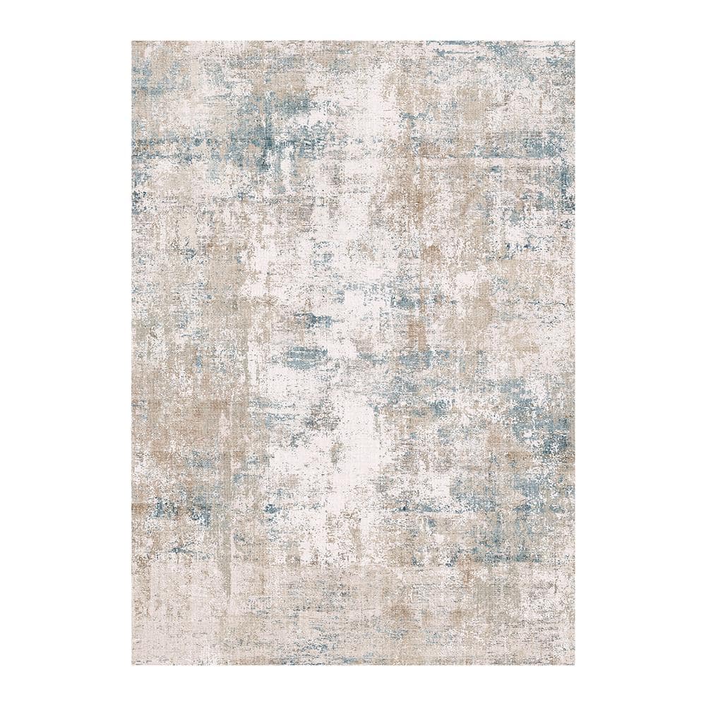 Van Gogh Beige/Blue 5 ft. x 7 ft. Modern Abstract Area Rug price history on PriceWatchPro