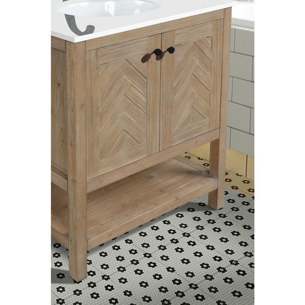 Savannah 30'' Weathered Fir Single Bathroom Vanity with Quartz Top