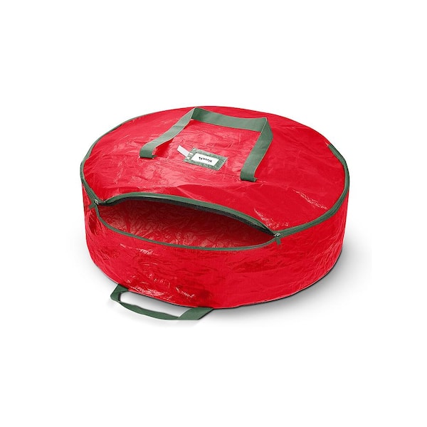 OSTO 48 in. Artificial Red Water Resistant Christmas Wreath Storage Bag