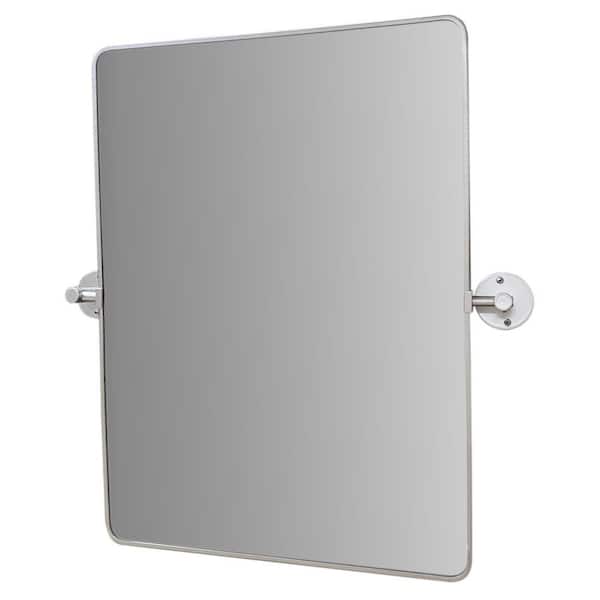 Bellaterra Home 27.5 in. W x 30 in. H Rectangular Metal Framed Bathroom Vanity Mirror in Brushed Silver