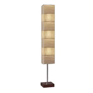 72 in. Natural 1 Light 1-Way (On/Off) Column Floor Lamp for Liviing Room with Paper Rectangular Shade