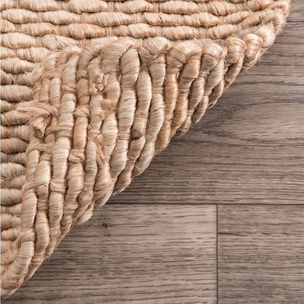 Handwoven Natural Jute Rectangular Rug, Stain-Resistant 25"x6"
