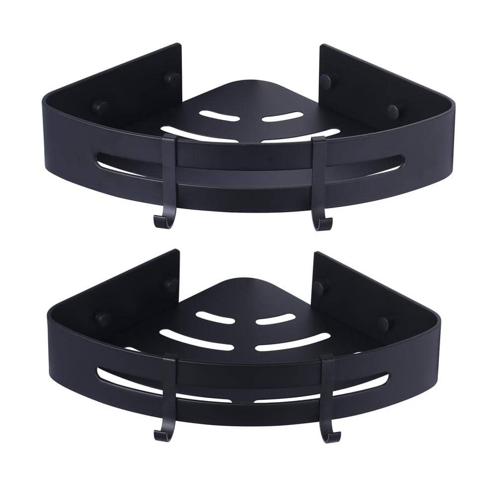IVIGA Wall Mounted Corner Shower Caddy, Triangular Shower Basket in Matte Black, (2Packs