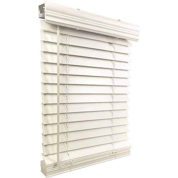 Cubilan Home Decoration Pre-Cut Faux Wood 35.63 in. W x 84 in. L White Cordless Room Darkening Faux Wood Blinds