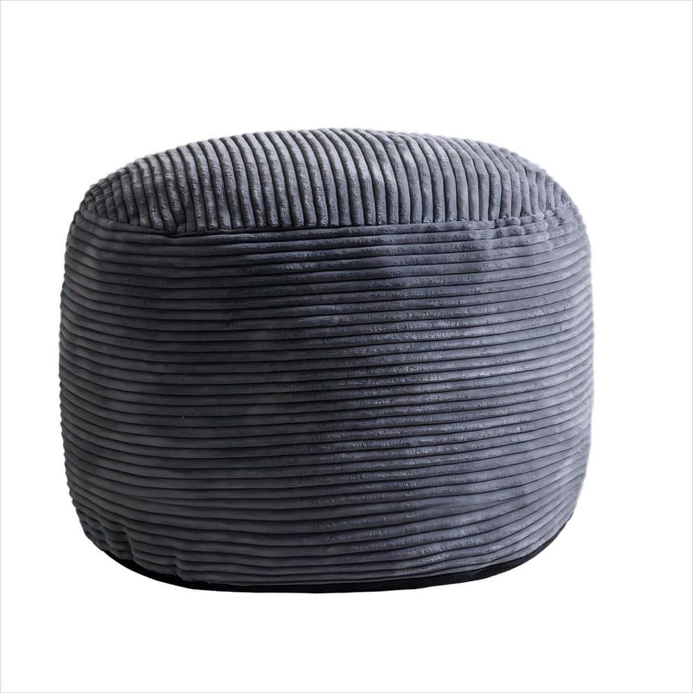 20 in. x 15 in. Round Stuffed Pouf Ottoman with Foam Chunk Filling, Foot Rest for Living Room, Grey price history on PriceWatchPro