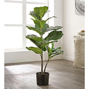 Artificial Ficus Tree 35.8 in. Black Plastic Pot