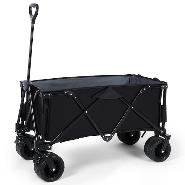 SUNRINX 4.9 cu. ft. Steel and Fabric Garden Cart in Black