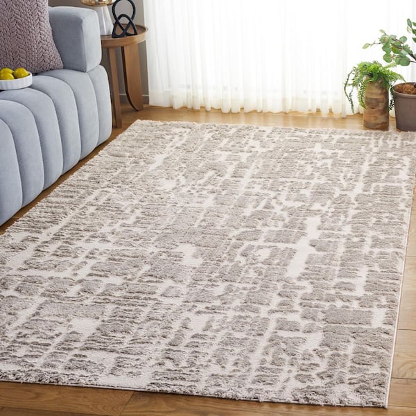 Seattle Shag 9 ft. x 12 ft. Light Gray/Gray Abstract Area Rug