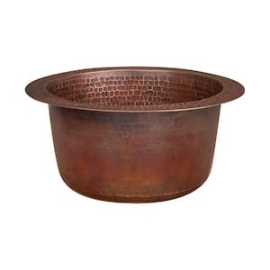Dual Mount Round Hammered Copper 10 in. 0-Hole Bar Sink in Oil Rubbed Bronze