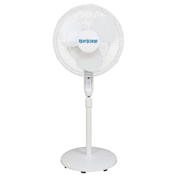 16 in. 3-Speed Oscillating Stand Pedestal Fan in White with Remote