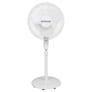 16 in. 3-Speed Oscillating Stand Pedestal Fan in White with Remote