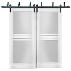 36 in. x 96 in. 1 Panel White Finished MDF Sliding Door with Bypass Barn Hardware