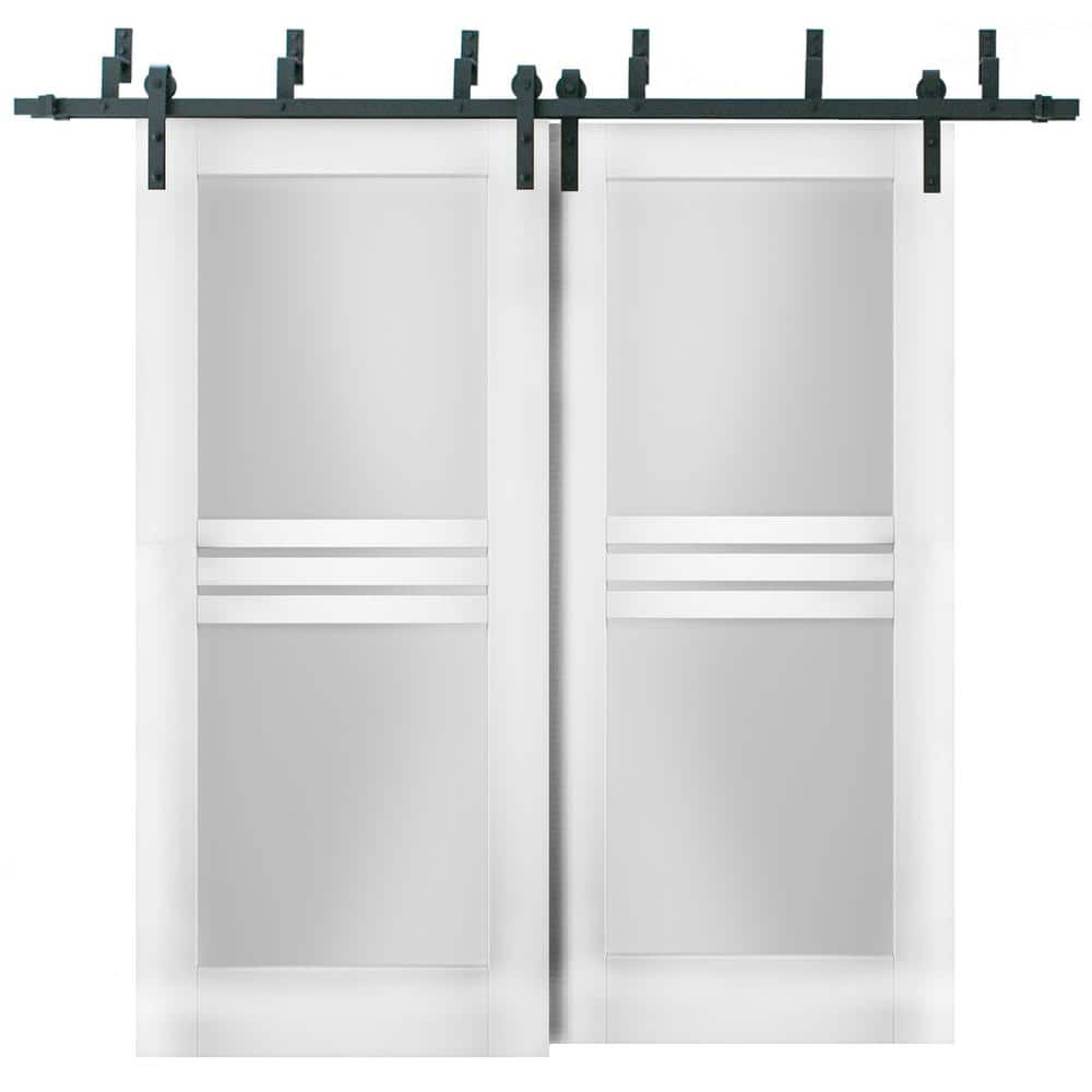7222 84 in. x 84 in. 1 Panel White Finished MDF Sliding Door with Bypass Barn Hardware price history on PriceWatchPro