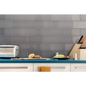 Magnitude Gray 4 in. x 8 in. x 7.5mm Polished Ceramic Subway Wall Tile (68 pieces / 14.63 sq. ft. / box)