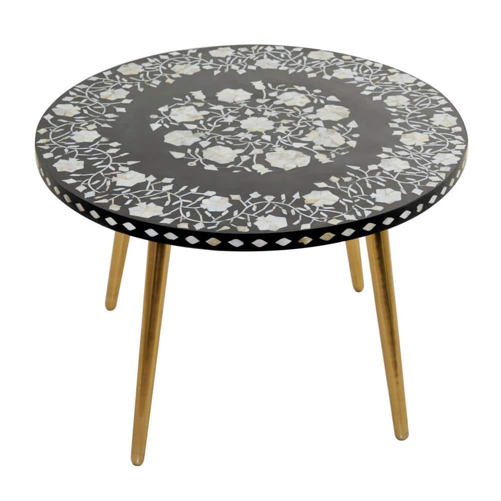 DecMode 21  x 30  Gold Metal Eclectic Coffee Table