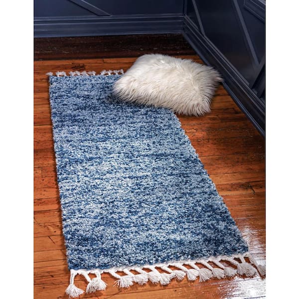 Hygge Shag Misty Blue 2 ft. 2 in. x 6 ft. Runner Rug