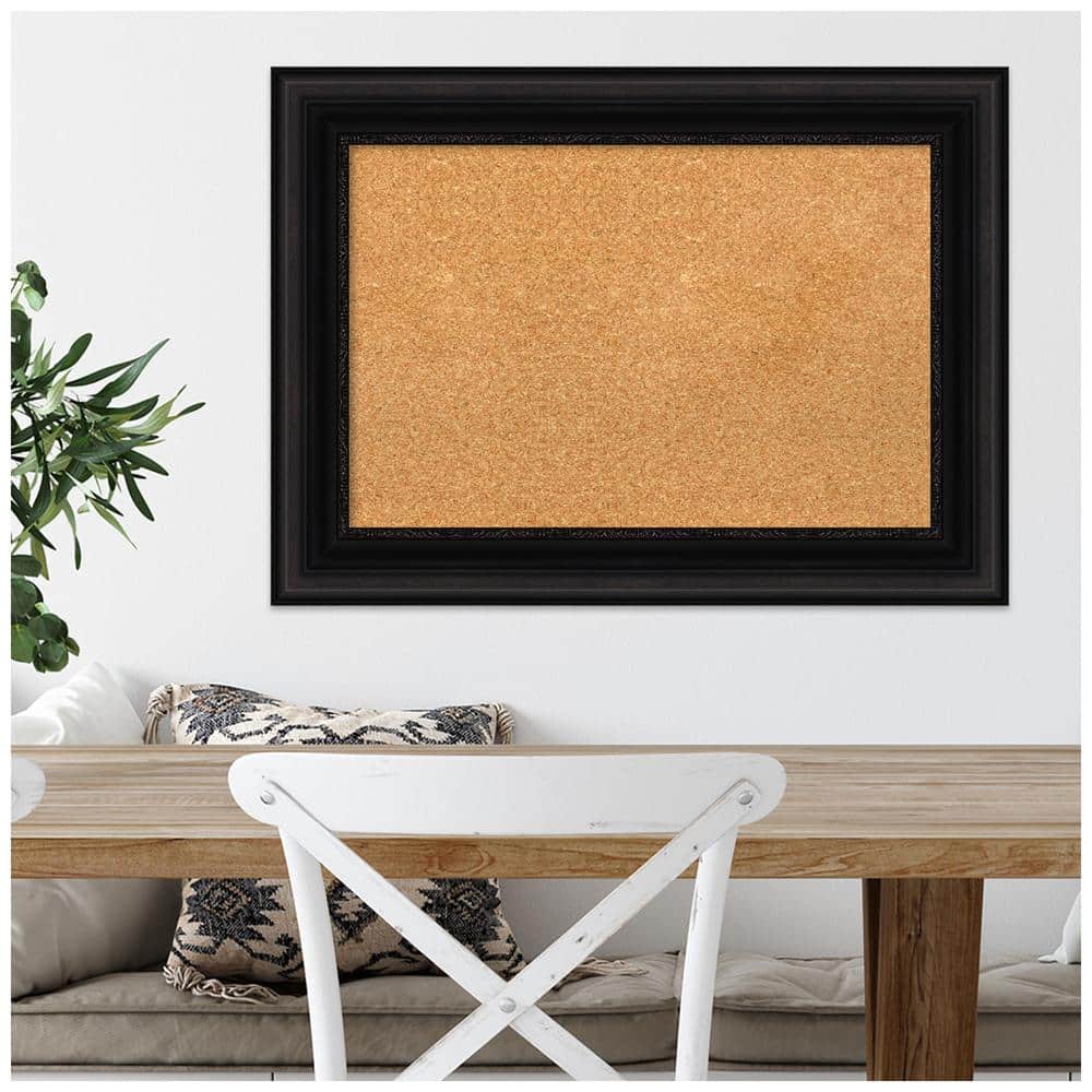 Amanti Art Black Framed Natural Cork Bulletin Board 30" x 22"