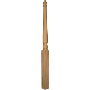 Stair Parts 4015 48 in. x 3 in. Unfinished Poplar Pin Top Starting or Balcony Newel Post for Stair Remodel